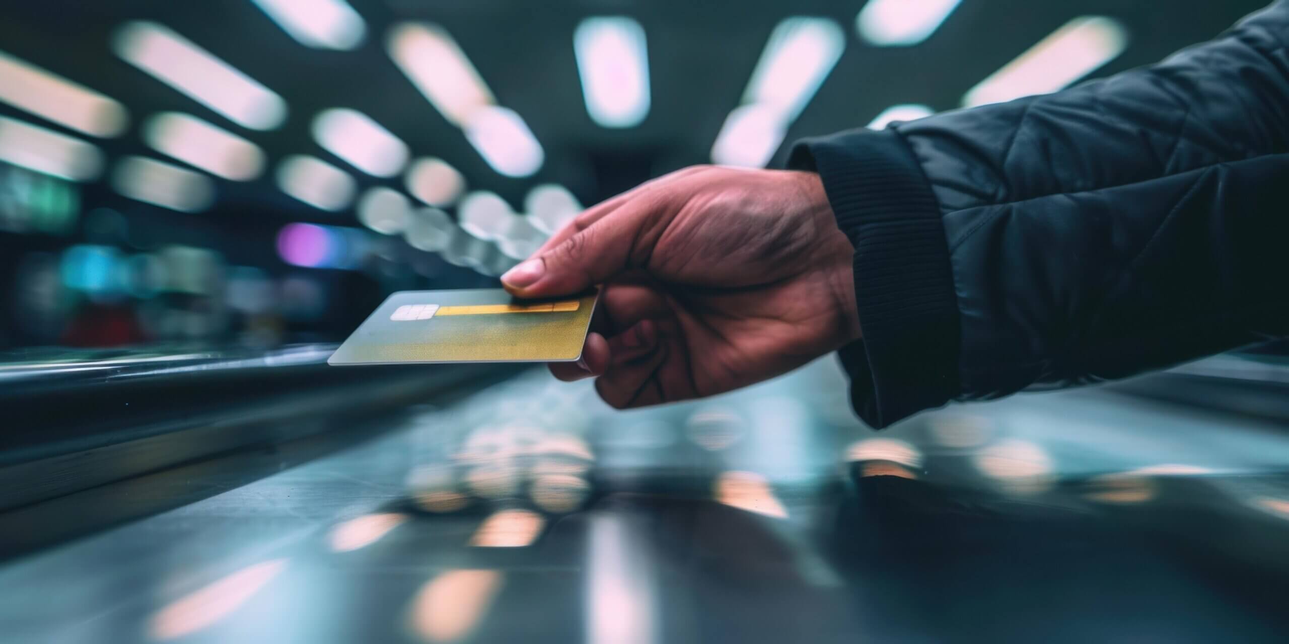 A person holding a credit card.