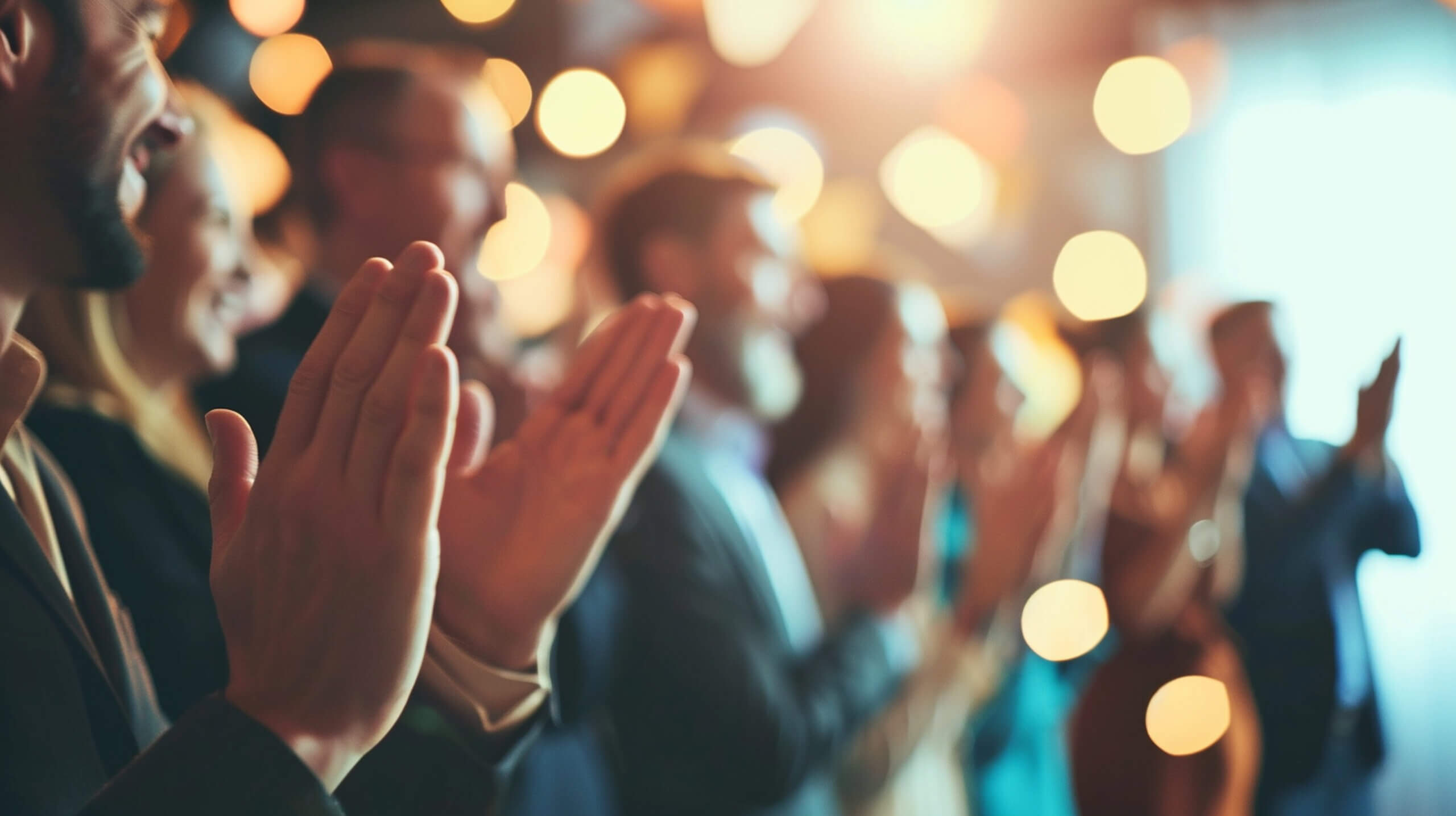 blurred image of a crowd of clapping hands