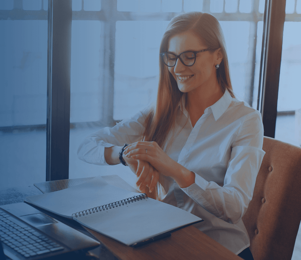 woman checking wrist watch